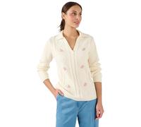 Damart - Embroidered Open Neck Jumper, Off White, 14/16