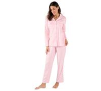 Damart - Fleece Button-Through Pyjamas, Pink Flowers, 14/16
