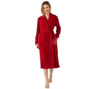 Damart Fleece Wrap Gown Women Nightwear Shawl Collar Thermolactyl Long Sleeves Red