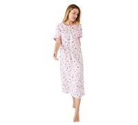 Damart Floral Cotton Jersey Nightdress Women Nightwear Round Neck Short Sleeves Pink