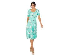 Damart - Floral Flared Dress, Bright Green Floral, 42" inches