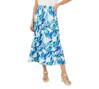 Damart - Jersey Print Pleated Skirt, Bright Blue Print, 16