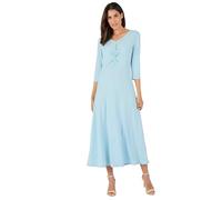 Damart - Knot Front V-Neck Printed Dress, Baby Blue, 46" inches