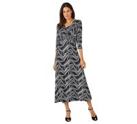 Damart - Knot Front V-Neck Printed Dress, Black Graphic, 18