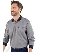 Damart Men's Long Sleeve Cotton-Rich Polo Shirt, Knitted Collar, Regular Fit, Faux Pocket, 69Cm Length