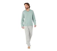 Damart - Men's Long Sleeve Jersey Pyjamas, Green Striped, XL