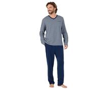 Damart - Men's Long Sleeve Jersey Pyjamas, Navy Striped, 2XL