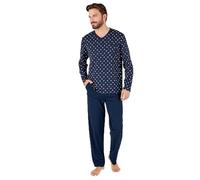 Damart Men's Pyjama Maille Jersey Pur Coton Peigné Pajama Set, Navy Imp, XL