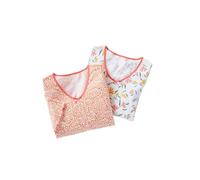 Damart Pack Of 2 Cotton Nightdresses Women Nightwear V Neck Short Sleeves Yellow