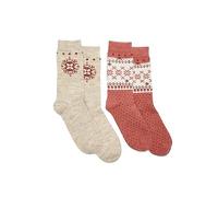 Damart - Pack of 2 Thermolactyl Socks, Beige Snowflake, 3/5