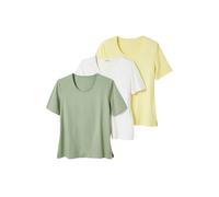 Damart - Pack of 3 Essentials T-Shirts, Pink/Aqua/White, 22/24