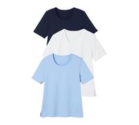 Damart Pack of 3 T-Shirts Women Round Neck Short Sleeves Blue
