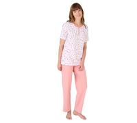 Damart - Short Sleeve Cotton Pyjamas, Pink Flower, 22/24