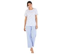 Damart - Short Sleeve Jersey Pyjamas, Blue Flowers, 26/28