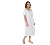 Damart - Short Sleeved Dot Print Nightdress, White Dots, 26/28