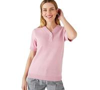 Damart Short Sleeved Sweater Women Tunisian Collar Pale Pink