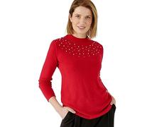 Damart Sweater with Pearls Women High Collar Long Sleeves - 14/16 Red