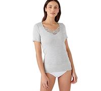 Damart Women's Tee-Shirt Finition Guipure T, Gris Chiné, XL