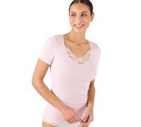 Damart - Thermal Medium Warmth Short Sleeved T-Shirt for Female, V Neck, Medium Warmth 3 (-5°C to 5°C) Pink