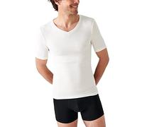 Damart Thermolact V-Neck Short Sleeve Fine Rib T-Shirt Men, Off-White, M