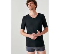 Damart Thermolactyl Medium-Warmth Short-Sleeved V-Neck Thermal T-Shirt, 50% Acrylic 50% Polyester, Black