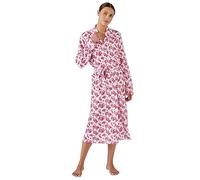 Damart Tie Belt Waffle Gown Women Nightwear Shawl Collar Long Sleeves Pink