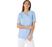 Damart Top Women V Neck Short Sleeves Blue