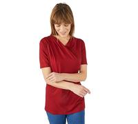 Damart Top Women V Neck Short Sleeves Red