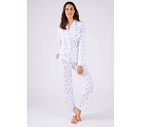Damart Women's Comfortable Floral Print Button-Through Jersey Pyjamas for Women in Blue | Size: 2XL Damart Blue 2XL