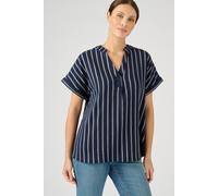 Damart Women's Easy Summer Airy Cotton Blouse with Tunisian Neckline in Navy | Size: 14 Damart Navy 14