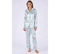 Damart Women's Elegant & Lightweight Silky Satin Floral Pyjamas in Aqua | Size: Large Damart Aqua L
