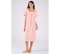 Damart Women's Elegant Short Sleeved Dot Print Nightdress in Silver Pink in Dusty Pink | Size: Medium Damart Dusty Pink M