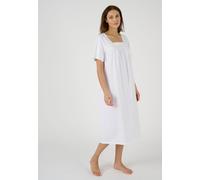 Damart Women's Elegant Short Sleeved Dot Print Nightdress in Silver Pink in White | Size: Small Damart White S