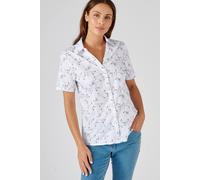 Damart Women's Floral Embroidered Lightweight Short Sleeve Blouse in White | Size: 16 Damart White 16
