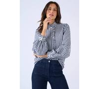 Damart Women's Gingham Seersucker Cotton Blouse in Navy | Size: 12 Damart Navy 12