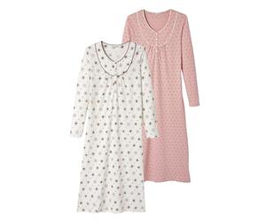 Damart Women's Lot 2 Chemises de Nuit Jersey Pur Coton Peigné Night Shirt, Pink Set, 50-52 (XL)