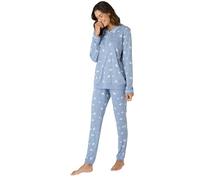 Damart Women's Pyjama Thermolactyl en Maille Interlock Pajama Set, Blue Imp, S