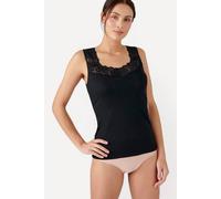 Damart Women's Sleeveless Thermolactyl T-Shirt Lace Trim Regular Length Jersey in Black | Size: Large Damart Black L