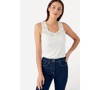 Damart Women's Sleeveless Thermolactyl T-Shirt Lace Trim Regular Length Jersey in Off-White | Size: Large Damart Off-White L
