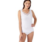 Damart Women's Tank Top with Guipure T-Shirt, White, XS