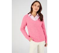 Damart Women's Thermal Pointelle V-Neck Jumper - Lightweight & Soft in Light Pink | Size: 14-16 Damart Light Pink 14-16