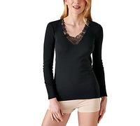 Damart Women's T-Shirt Manches Longues Maille Ajourée Thermolacty Underwear, Black, XL