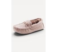 Damart Women's Thermolactyl moccasin slipper wool-look upper faux fur lining flat in Taupe | Size: 6 Damart Taupe 6