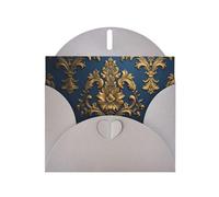 Damascus on Blue Gray Patterns greeting card 6x4 inches with envelope, covering birthdays, weddings and other occasions
