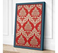Damask Botanical Canvas Wall Art Print 18x12 Inch (46 x 30 cm)