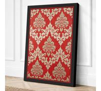 Damask Botanical Canvas Wall Art Print 18x12 Inch (46 x 30 cm)
