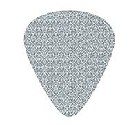 Damask Curvy Guitar Picks 12 Pack Universal ABS Guitar Picks,Curvy Repeating Renaissance Motifs by Nature Vintage Design Curls Leaves,for Acoustic and Electric Guitar,Blue Grey