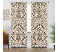 Damask Kitchen Curtains for Windows - Antique Victorian Vintage Baroque Blackout Eyelet Curtain 54 Drop, Short Curtains for Bedroom, W46 X D54, 2 Panels Drapes Home Decor