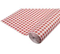 Damask paper disposable tablecloth in roll 25 M long X 1.18 M wide - Red gingham colour - Damask paper with a chic and classic universal pattern - Red gingham