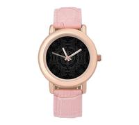 Damask Pattern with Floral Elements Women's PU Leather Band Quartz Watch | Elegant Watches